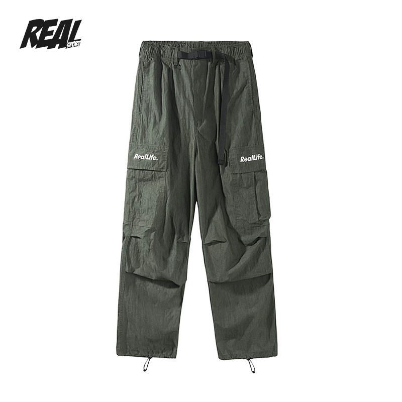 Realsport 秋季新款工装裤男宽松休闲裤嘻哈风直筒多口袋裤子男