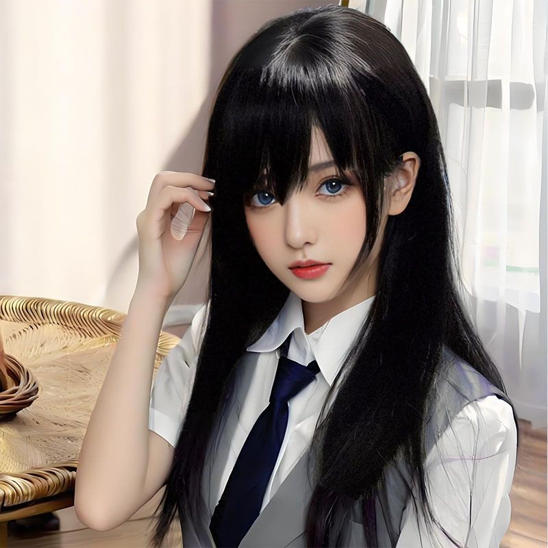 蓝原芽衣cos假毛女日系黑