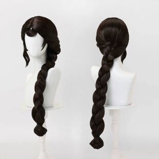 王者荣耀 公孙离玉兔公主cos假发 长款大麻花辫 动漫假发少女