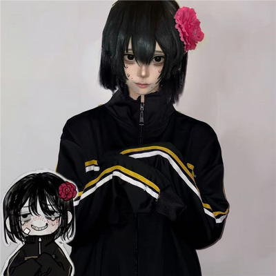 头七怪谈cosplay服 符顺 职高顺子同款黑色长袖cos黄白条纹套装