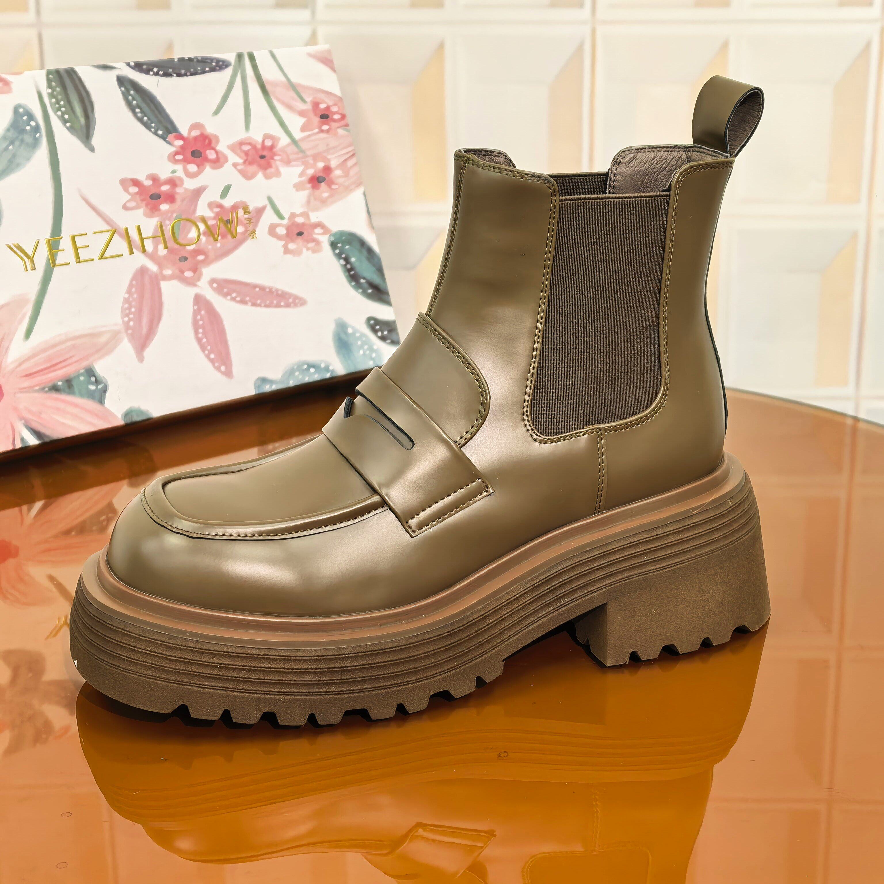 6779/5CM开边珠断码撤柜清仓处理时尚粗跟休闲风机车靴女圆头短靴