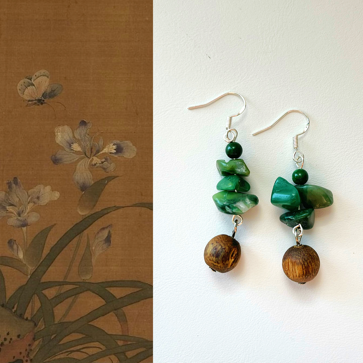 菲蒔 原创设计天然沉香耳环