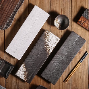 日式陶瓷长方盘家用菜盘子创意长条盘寿司盘刺身盘烤肉盘餐具