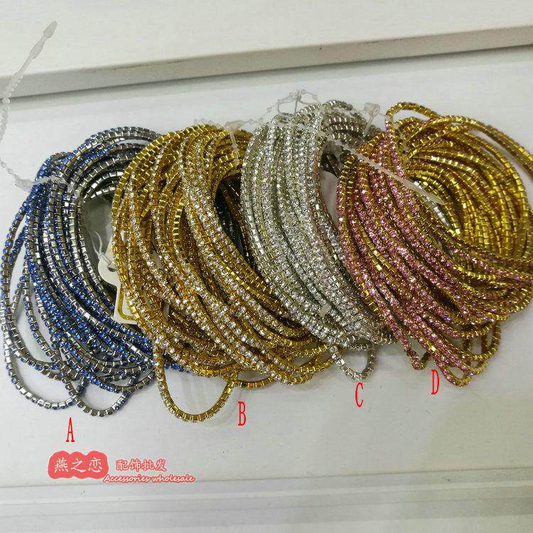 镶嵌弹力水钻超细手镯时尚饰品