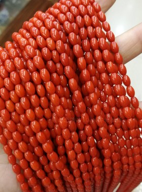 天然海竹不掉色橙色直管珠4*5/4*6mm小米珠半成品散珠diy首饰材料