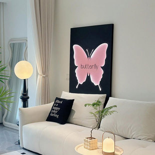 ins风蝴蝶LED灯装饰画 画客厅沙发背景墙挂画 画高级感多巴胺风玄