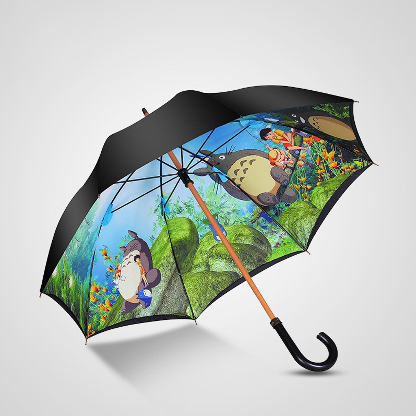 宫崎骏龙猫雨伞女晴雨两用长柄双层动漫遮阳伞防晒防紫外线太阳伞