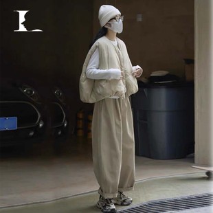 圆领廓形保暖无袖 时尚 南瓜背心 新款 日系宽松羽绒马甲女2025秋冬季