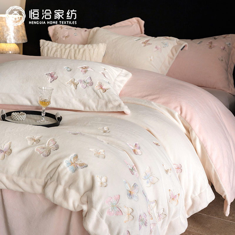 冬季牛奶绒四件套加厚加绒床单