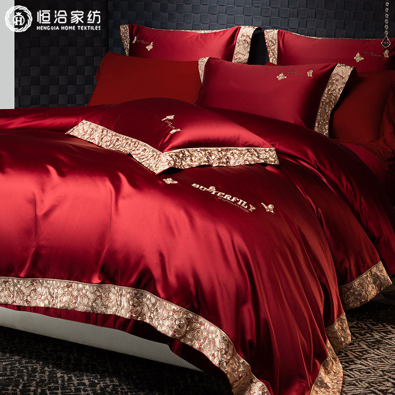 轻奢高级感婚庆长绒棉四件套