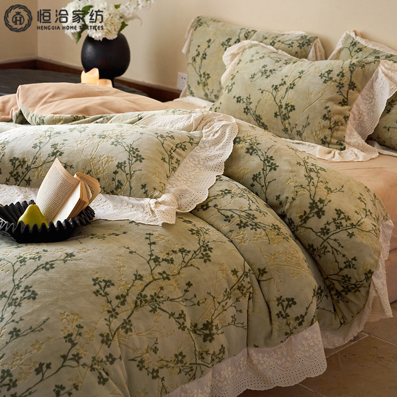 轻奢冬季保暖全消光牛奶绒四件套