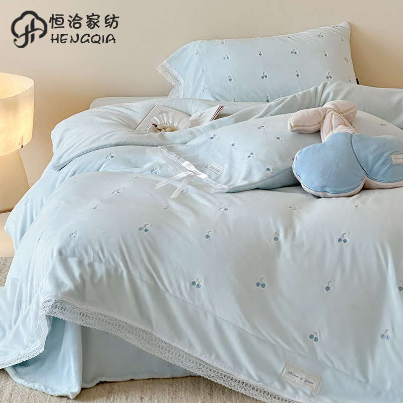 冬季230克全消光牛奶绒四件套