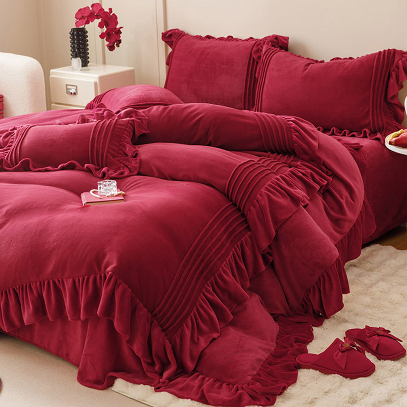 新款冬季婚庆牛奶绒保暖四件套