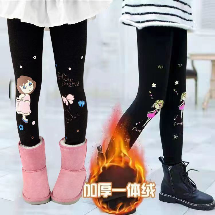 女童打底裤秋冬加绒加厚一体裤小女孩外穿裤子宝宝保暖棉裤修身