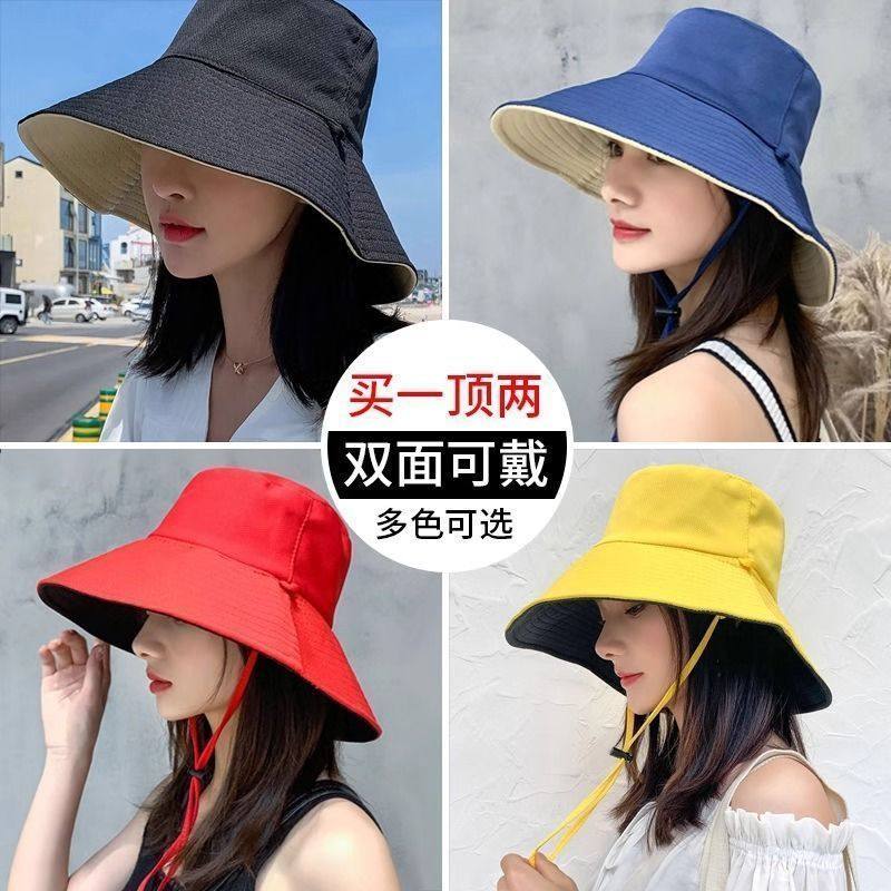 防晒双面渔夫帽女夏季遮脸大帽檐帽子