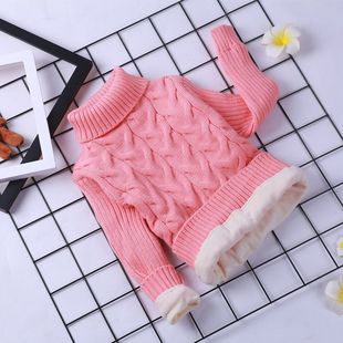 宝宝男女孩加绒加厚毛线衣童装 小孩打底针织衫 儿童毛衣秋冬季 新款