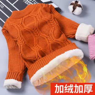保暖上衣圆领毛线衫 加绒加厚打底衫 男孩女孩 爆款 儿童毛衣秋冬新款