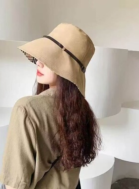 法式赫本风渔夫帽女夏季显脸小遮阳帽千金风优雅盆帽女款夏天渔夫