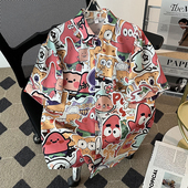 大码 宽松休闲设计感上衣男生潮牌海边度假花衬衣服 夏季 衬衫 男短袖