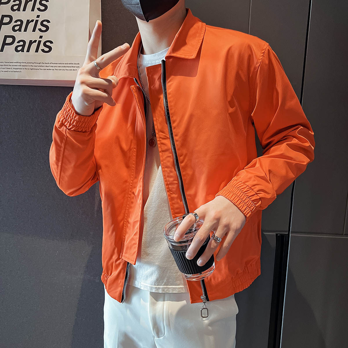香港夹克外套男士新款美式春秋装时尚休闲翻领外穿上衣小众韩版潮