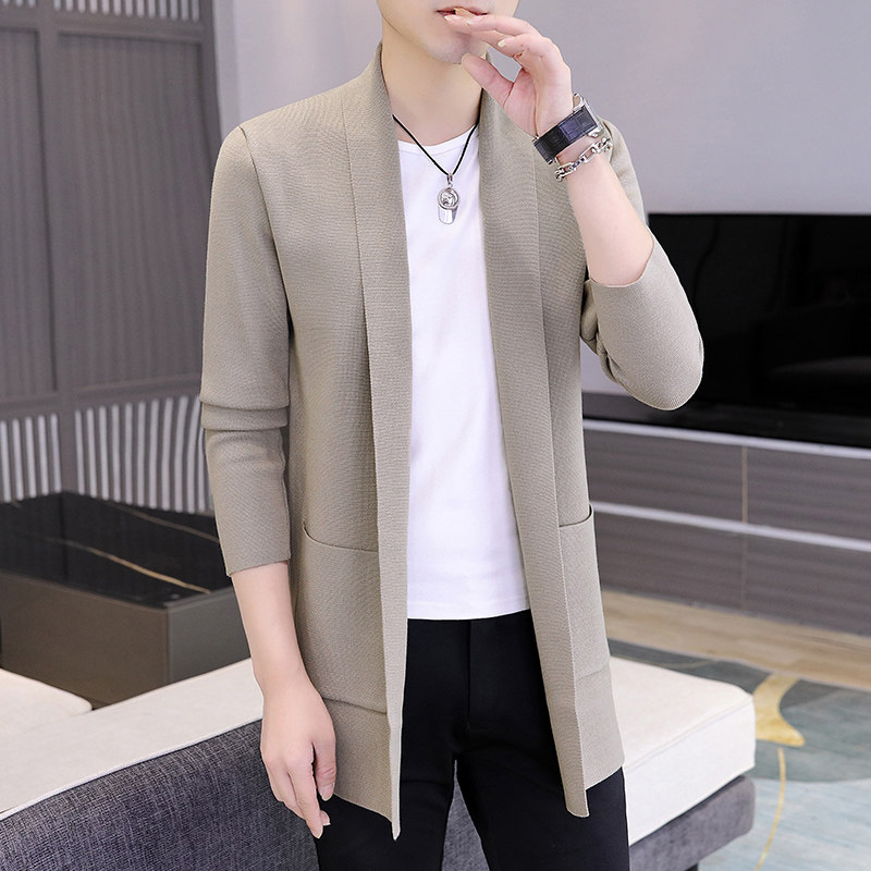 香港男风衣外套2025新款中长款开衫毛衣休闲披风春秋季薄款针织衫