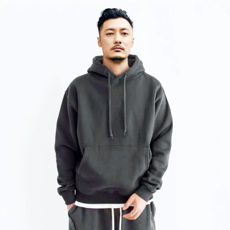 香港2025年春秋连帽卫衣男轻熟风长袖纯色上衣冬季加绒宽松外套潮
