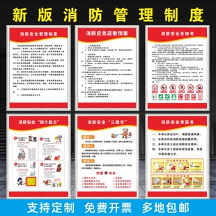 消防安全管理制度台账上墙牌四个能力三提示标语挂图消防承诺书告