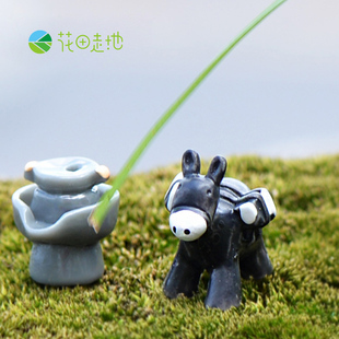 苔藓微景观树脂摆件小驴子和磨园艺造景diy材料多肉植物饰品配件