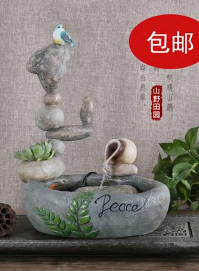 田园风开业礼品加湿器假山流水