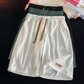 五分休闲裤 条纹冰丝短裤 男汽修耐脏耐磨宽松直筒夏天工作工地薄款