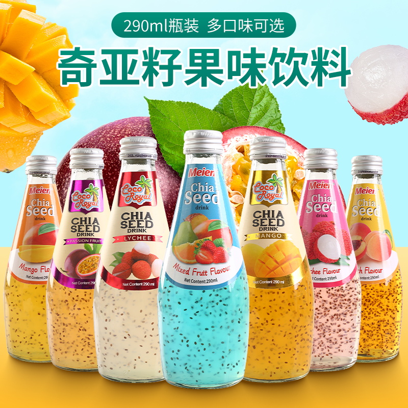 泰国进口Meien美恩奇亚籽果汁290ml*10瓶混合口味芒果汁饮料包邮-封面