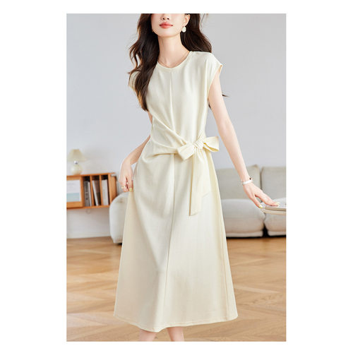 TH法式欧美高端大牌小众不规则设计感过膝裙休闲系带收腰连衣裙女