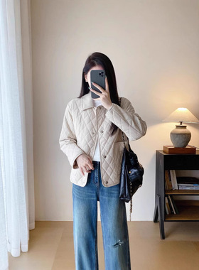 豪奢老钱风！三防菱格棉服羊毛翻领双面穿秋冬保暖休闲夹克外套女