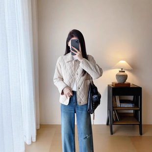 豪奢老钱风！三防菱格棉服羊毛翻领双面穿秋冬保暖休闲夹克外套女