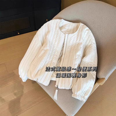 实穿主义！洋气高级感轻薄短款棉衣棉服小个子秋冬圆领夹克外套女