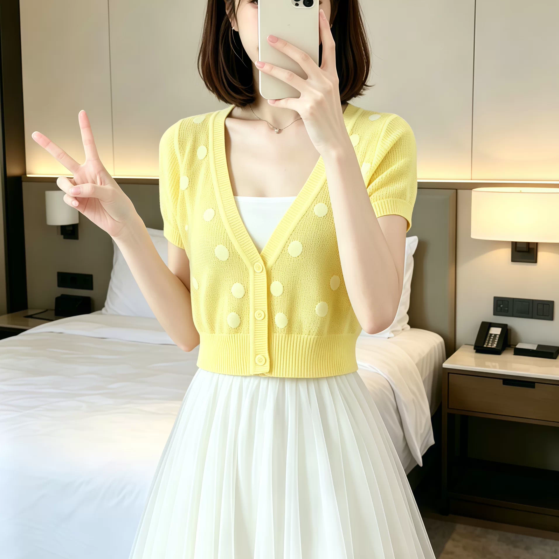 冰丝薄款短袖V领针织开衫女夏外搭短款上衣镂空小披肩防晒空调衫