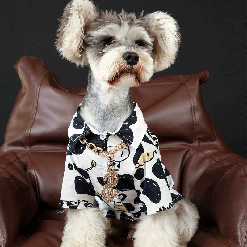 夏季狗狗衣服小型犬薄款奶牛衬衫泰迪雪纳瑞柯基巴哥猫咪狗衣服装