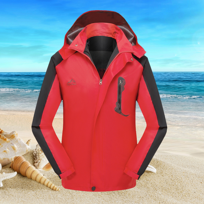 单层防水中长款登山工装冲锋衣