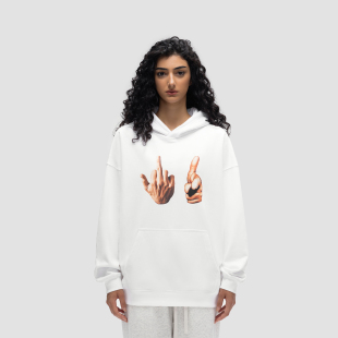 宽松上衣 潮牌高街情侣装 FDR 国潮手势印花重磅连帽卫衣男女春春季