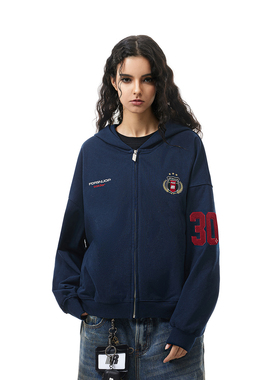 FDR官方店 03印花开衫连帽卫衣外套男女春季潮牌美式情侣拉链上衣