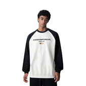 FDR 插肩上衣 国潮情侣装 美式 复古拼接发泡印花圆领卫衣男女春春季