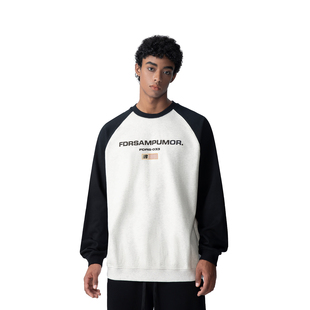 国潮情侣装 复古拼接发泡印花圆领卫衣男女春春季 插肩上衣 美式 FDR