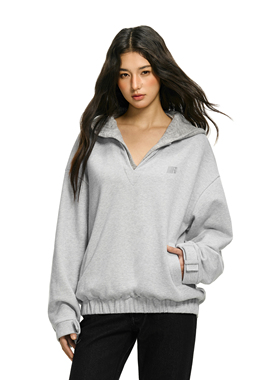 FDR官方店 拼接可拆卸针织帽子V领卫衣女春季新款宽松休闲上衣