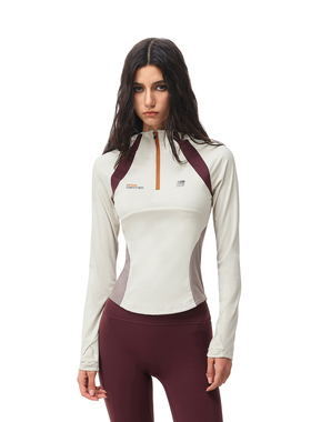 FDR官方店 半拉链修身速干t恤女连帽运动上衣凉感长袖显瘦骑行服