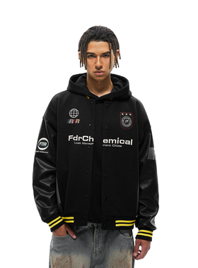 FDR官方店 徽章撞色棒球服外套男女秋冬季美式运动情侣装上衣夹克