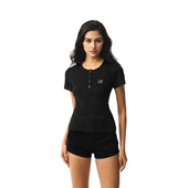 显瘦短款 FDR官方店 上衣 美式 辣妹修身 闪粉圆领排扣短袖 t恤女夏季