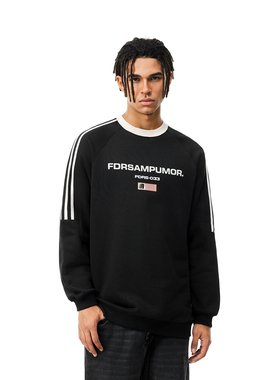 FDR官方店 织带旗帜印花圆领卫衣男女春春季重磅情侣宽松长袖上衣