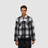 FDR 宽松印花上衣 潮牌情侣装 国潮美式 格子呢料夹克外套男女秋冬季