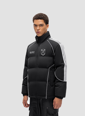 FDR 国潮美式嵌条刺绣棉衣棉服男女秋冬季加厚情侣条纹面包服外套