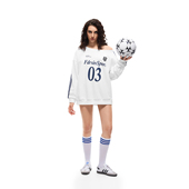 FDR官方店 03印花织带斜肩卫衣女春季 辣妹运动套头上衣露肩球衣